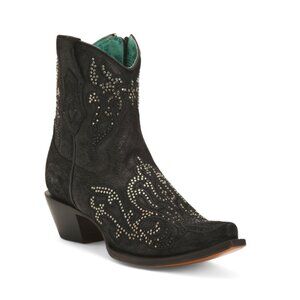 CORRAL BOOTS  Mexico Suede Embroidery And Crystals Zippered Western Boots